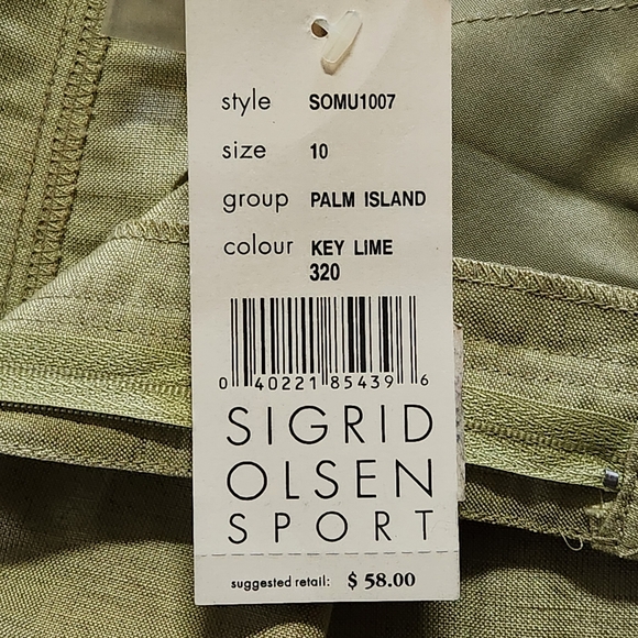 NWT VTG Sigrid Olsen Linen Blend Shorts Size 10 Color Key Lime - Picture 5 of 13